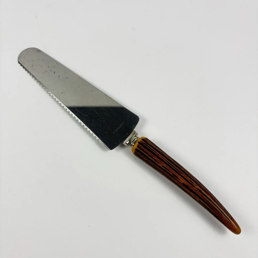 Electro-Way Cake Server -‎ Stainless Steel Serrated Cake Knife with Stag Handle